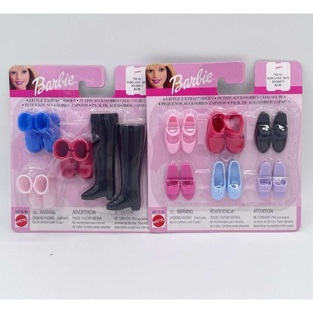 Vintage Barbie Shoes Little‎ Extras 2000 Flats Heels boots Lot of 2 Sealed